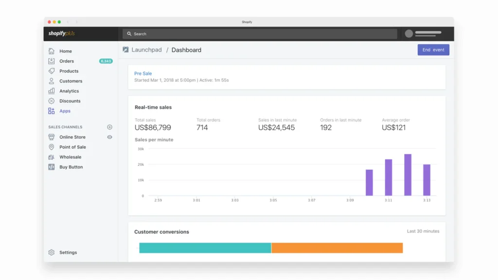 shopify launchpad dashboard